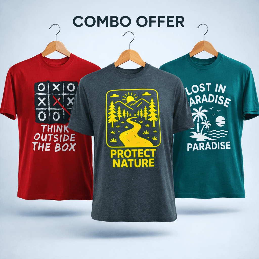 Combo Screen Print Cotton Men’s Knit T-shirt (Combo 17)