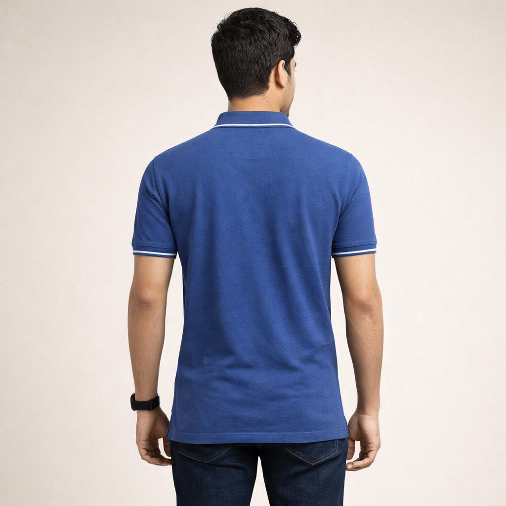 Blue Bubble Tex Jersey 100% Cotton Men’s Knit Polo-shirt