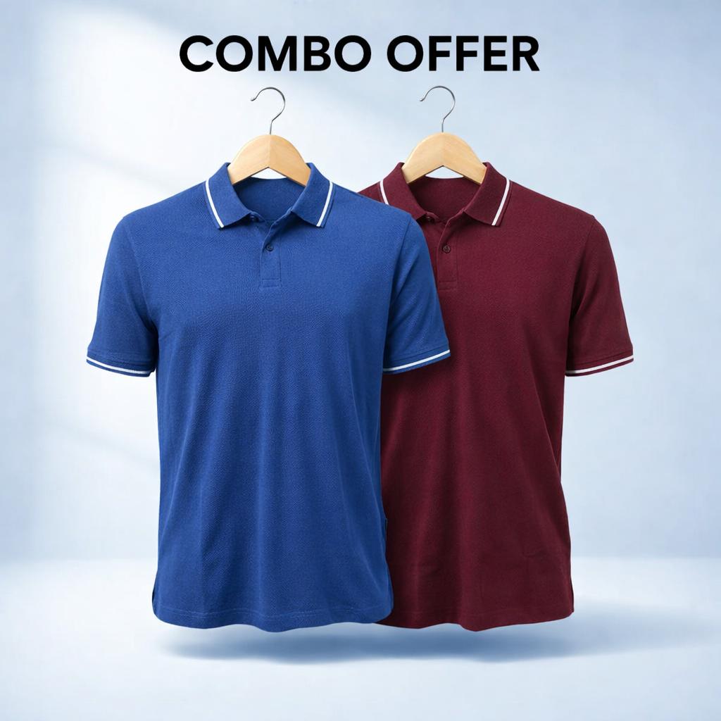 Combo Bubble Tex Jersey 100% Cotton Men’s Knit Polo-shirt (Combo 6)