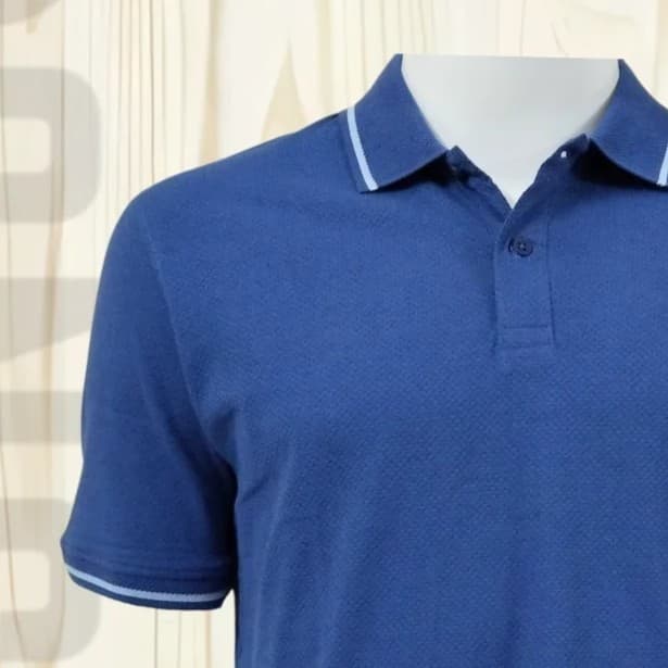 Blue Bubble Tex Jersey 100% Cotton Men’s Knit Polo-shirt